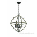 Led Chandelier Pendant Light 4*60W Black Wood Tone Light Chandelier Manufactory